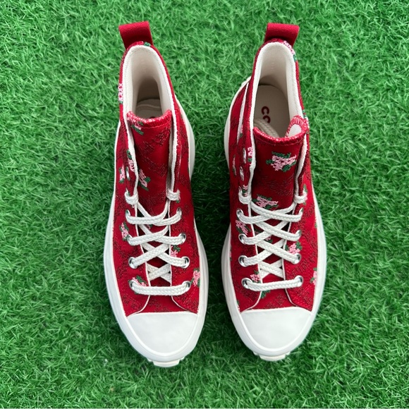 Converse Run Star Hike Hi Days Ahead / Vintage White Cross Stitch Roses - Picture 6 of 13